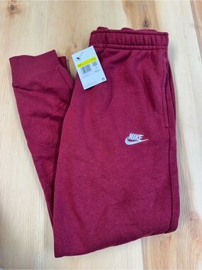 Nike Kids Maroon Joggers with White Swoosh